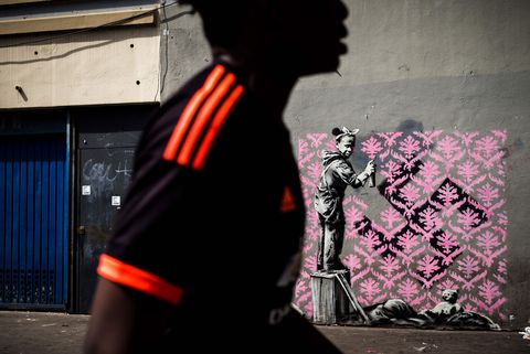 Pink, Red, Light, Street art, Wall, Snapshot, Art, Shadow, Tints and shades, Photography, 