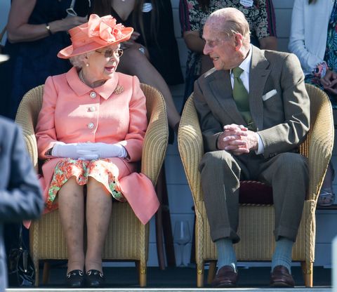 egham, england   june 24 queen elizabeth ii and prince philip, duke of edinburgh attend the out sourcing inc royal windsor cup 2018 polo match at guards polo club on june 24, 2018 in egham, england photo by antony jonesgetty images