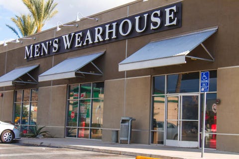 november 27, 2017 burbank california usa mens wearhouse retail store exterior entrance sign and logo mens wearhouse is a mens dress clothes retailer in the united states the company announced plans to close roughly 250 stores this year that includes shuttering 80 or 90 full price jos a bank stores