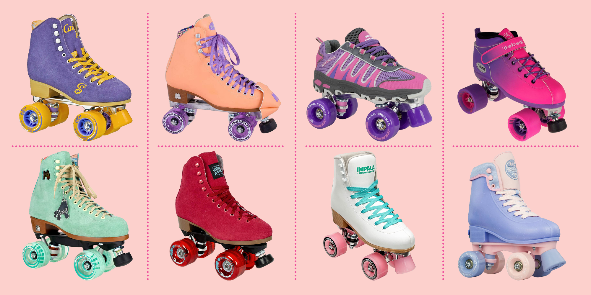 US Mens 4, Womens 6 Big Kid/Adult Impala Rollerskates Girls Impala Quad Skate Purple/Turquoise 6 