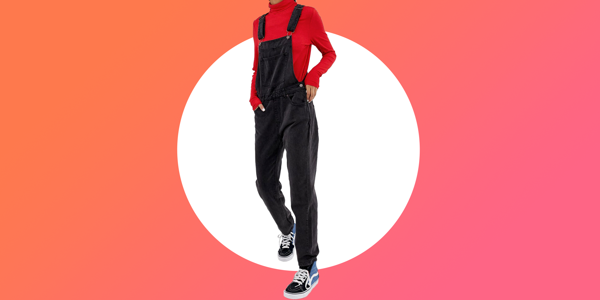 red overall outfit
