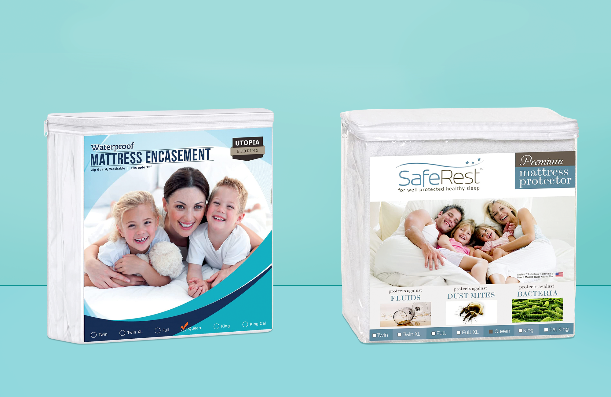 SafeRest Premium Mattress Protector FULL Repels Fluids Dust Mites Allergens 