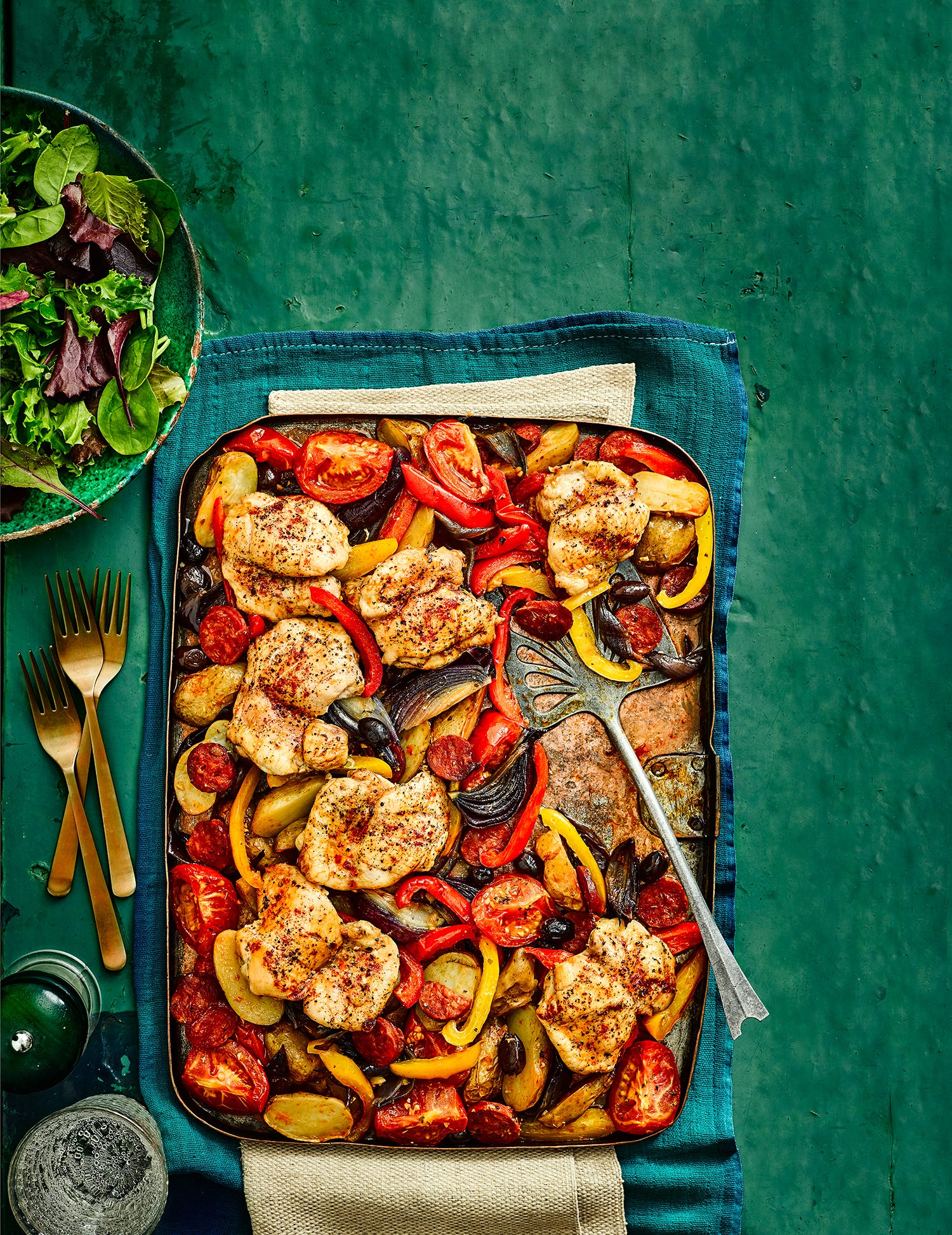 Chicken tray bake recipe - Spanish-style Chicken traybake