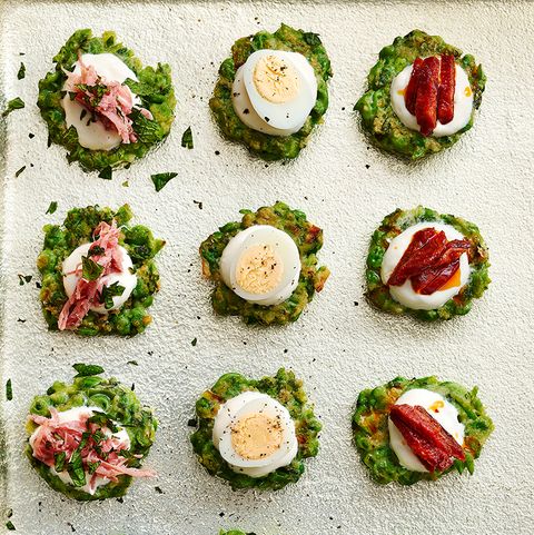 best canape recipes pea and mint cakes