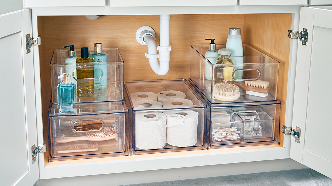 under bathroom sink storage bins