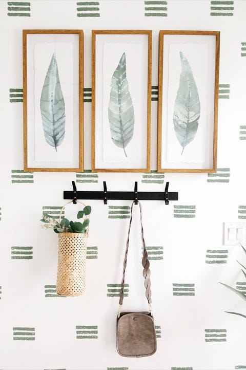 entryway designed by bloggers niña williams and cecilia moye diy wallpaper, painted wall, sponge painting, framed prints entryway designed by bloggers niña williams and cecilia moye diy wallpaper, painted wall, sponge painting, framed prints