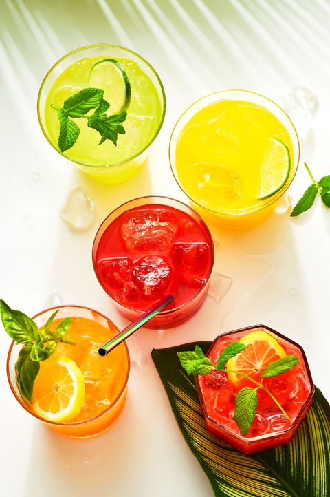 agua fresca, a combo of fruit blended with lime juice, a sweetener and water and served over ice