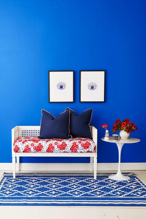 blue room with rattan bench blue room with rattan bench