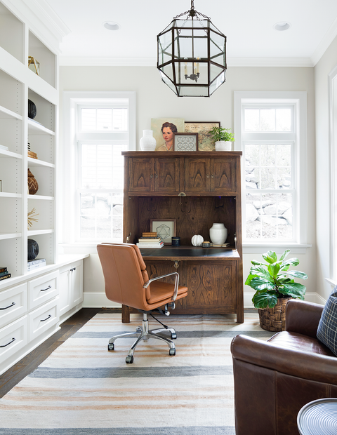 home office, open builtin shelving