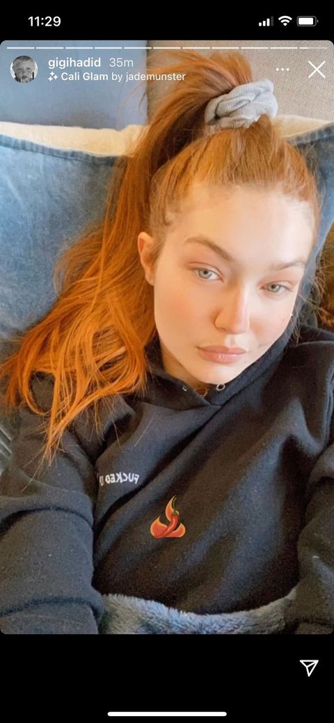 gigi hadid with her new red hair