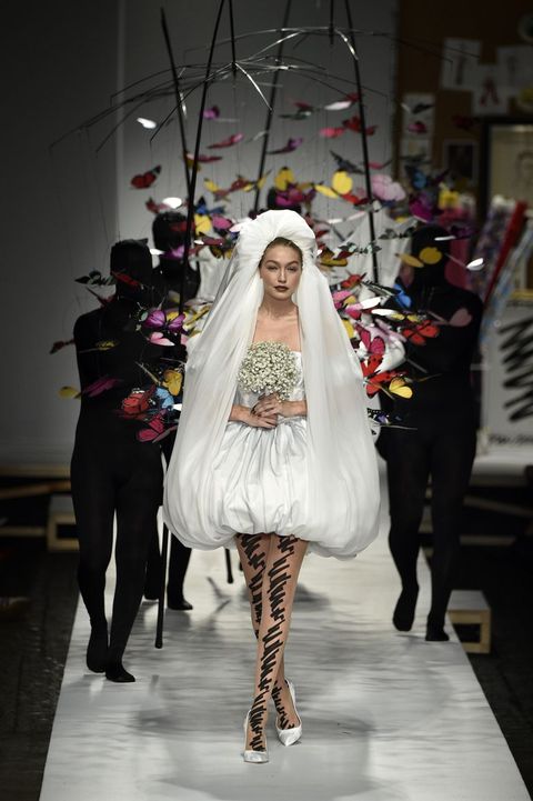 Gigi Hadid Was Moschino's Bride in a Giant Bubble Dress at Spring ...