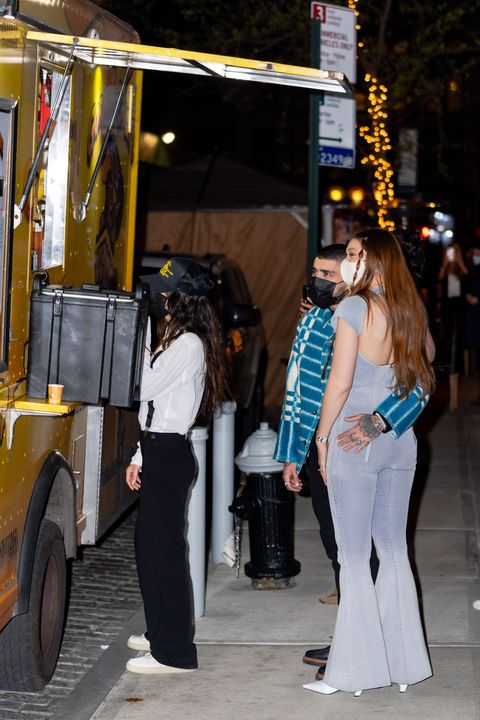 new york, new york   april 23 gigi hadid and zayn malik are seen on her birthday in noho on april 23, 2021 in new york city photo by gothamgc images
