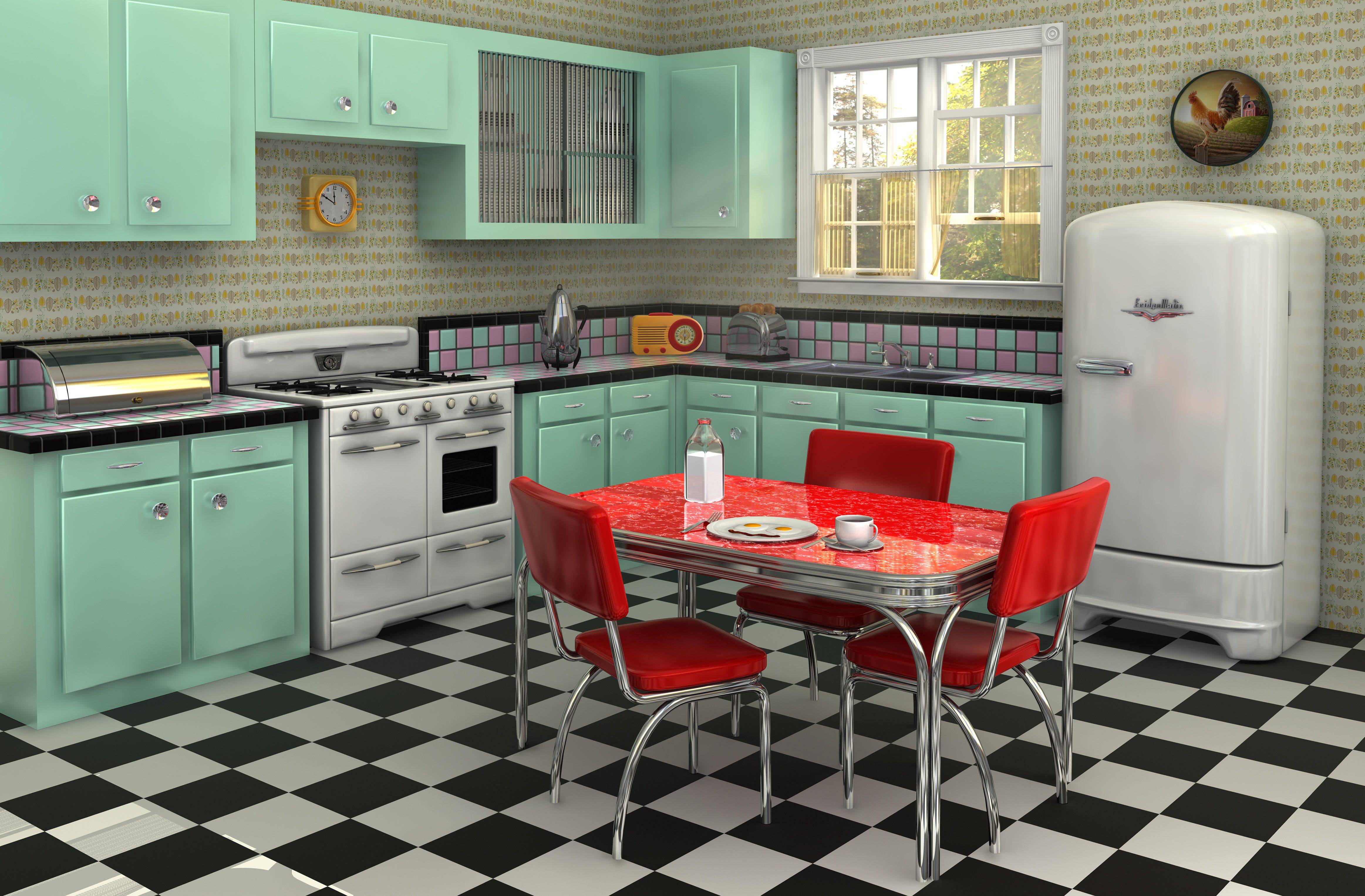 25 Cool Retro Kitchens How To, Red Formica Kitchen Countertops