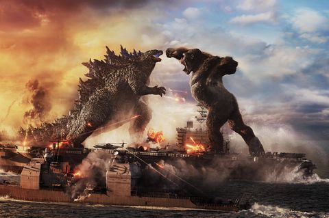Godzilla vs Kong en escena de batalla