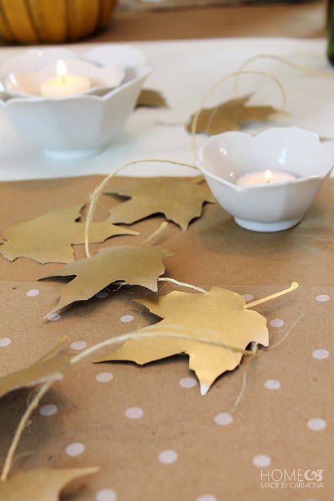 gold leaf table banner thanksgiving decorations