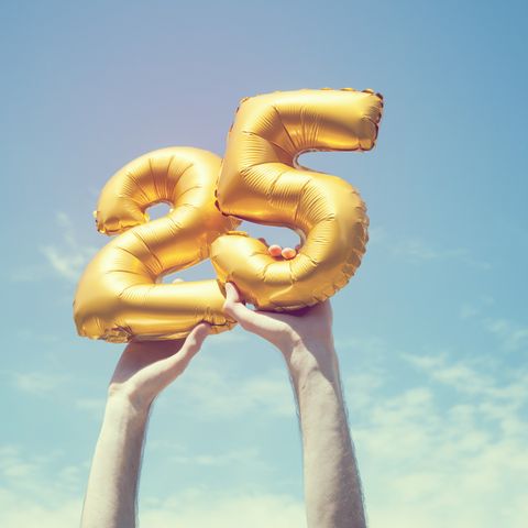 Gold number 25 balloon