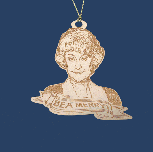 golden girls ornament gif with blue background