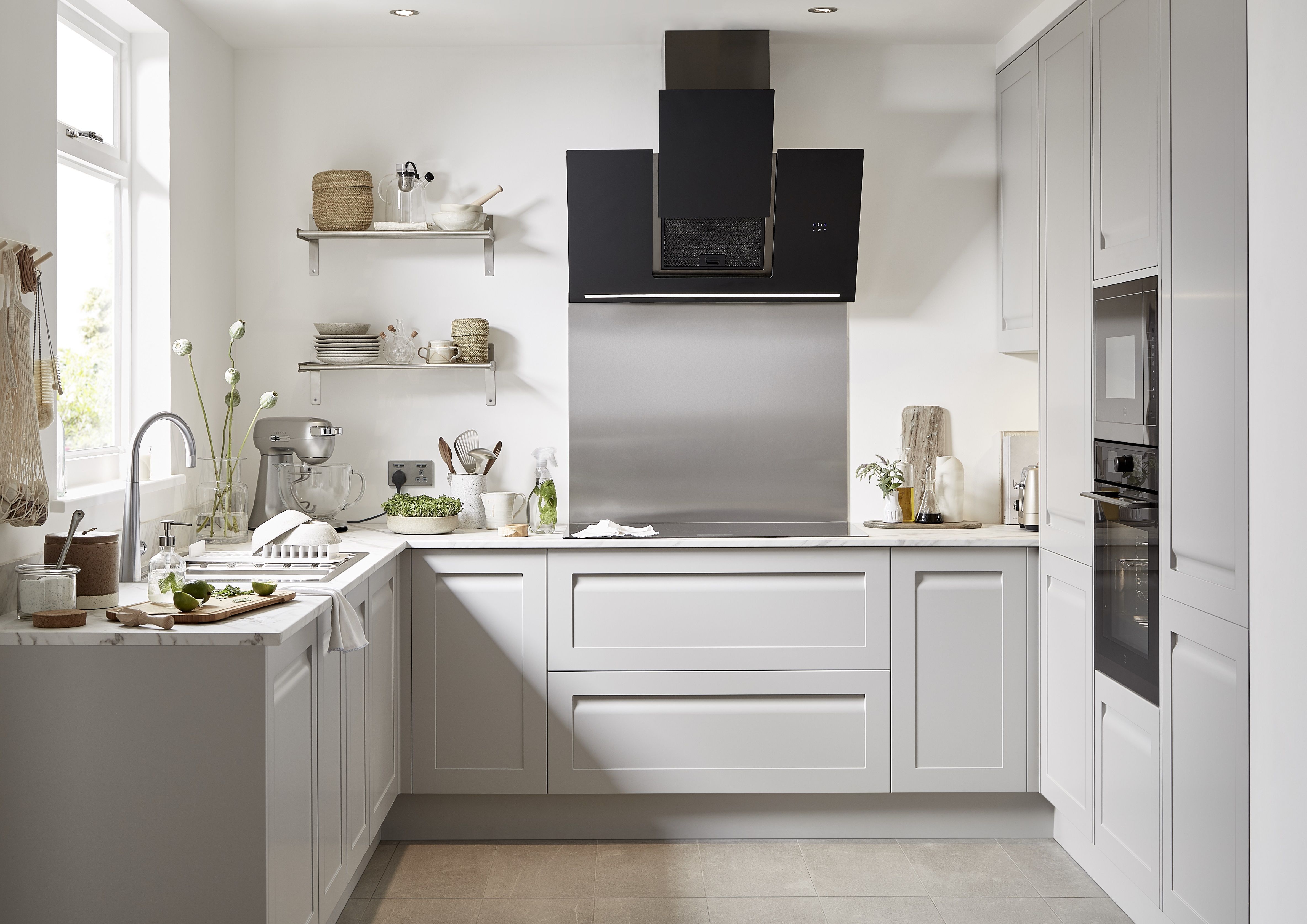 white and light wood kitchen