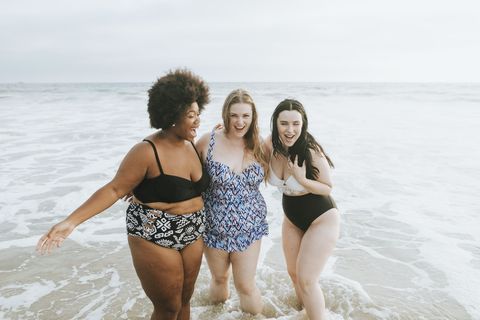 Gorgeous curvy women enjoying the beach