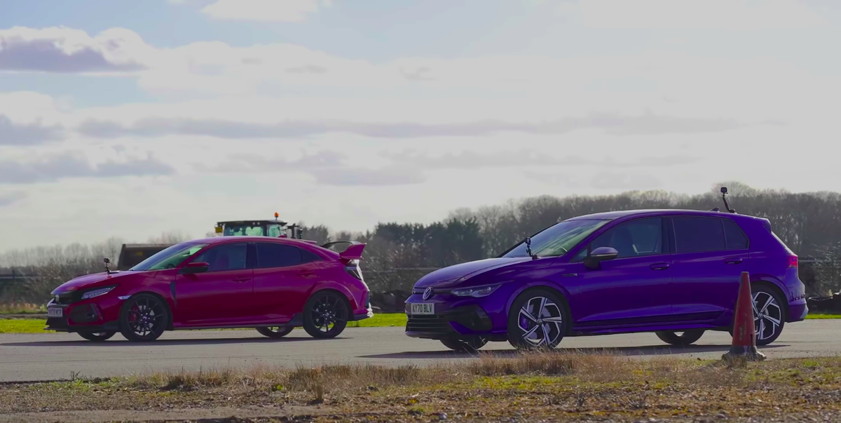 Honda Civic Type R vs.  Volkswagen Golf R: Drag Race Video