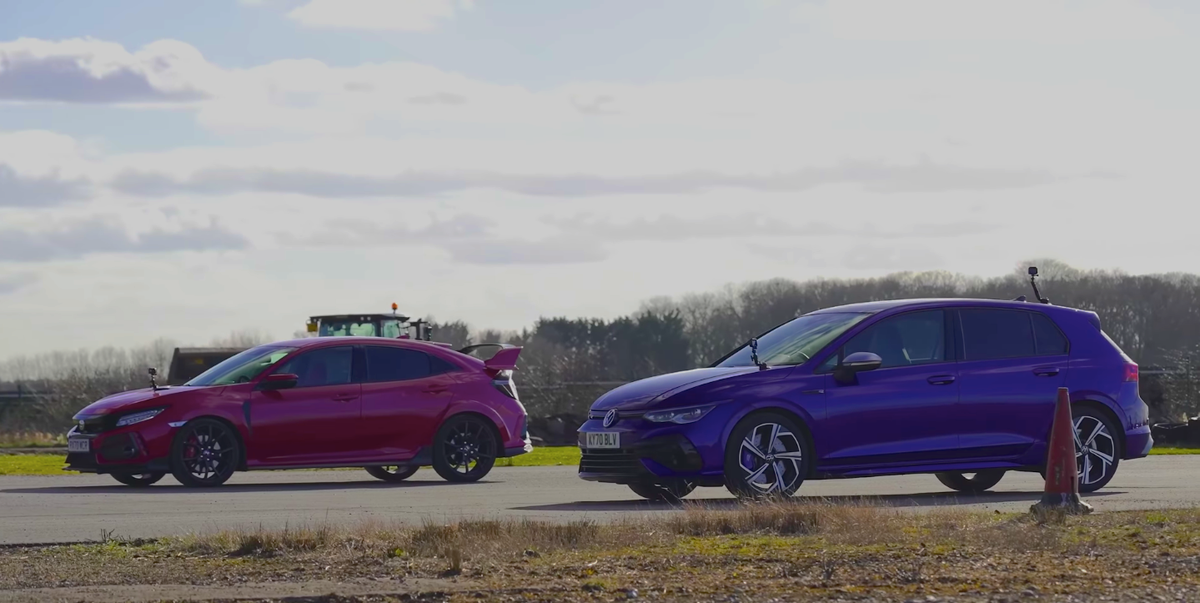 Honda Civic Type R vs.  Volkswagen Golf R: Drag Race Video