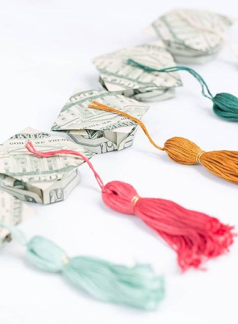 origami money graduation cap