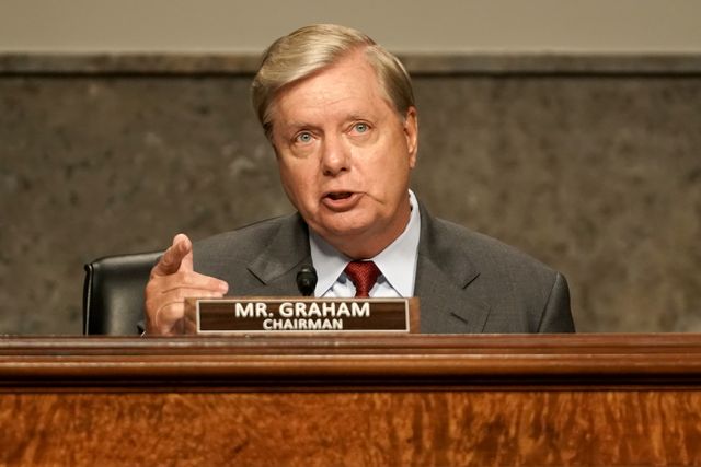 washington, dc   june 03 senate judiciary committee chairman lindsey graham r sc gives an opening statement during a senate judiciary committee hearing to discuss the fbi's "crossfire hurricane" investigation on wednesday, june 3, 2020 the republican led panel is exploring issues raised with warrants issued in the fbi investigation, code named "crossfire hurricane" at the time, of trump campaign officials in the 2016 presidential race photo by greg nash poolgetty images