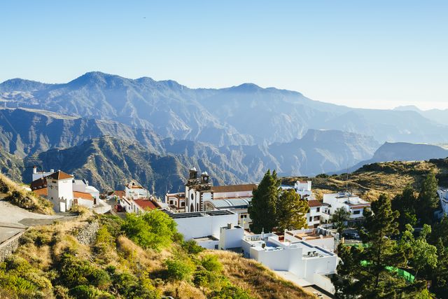 landscape of the village of tejeda, in gran canaria, capital of the canary islands, spain belonging to the organization of the most beautiful towns in spain