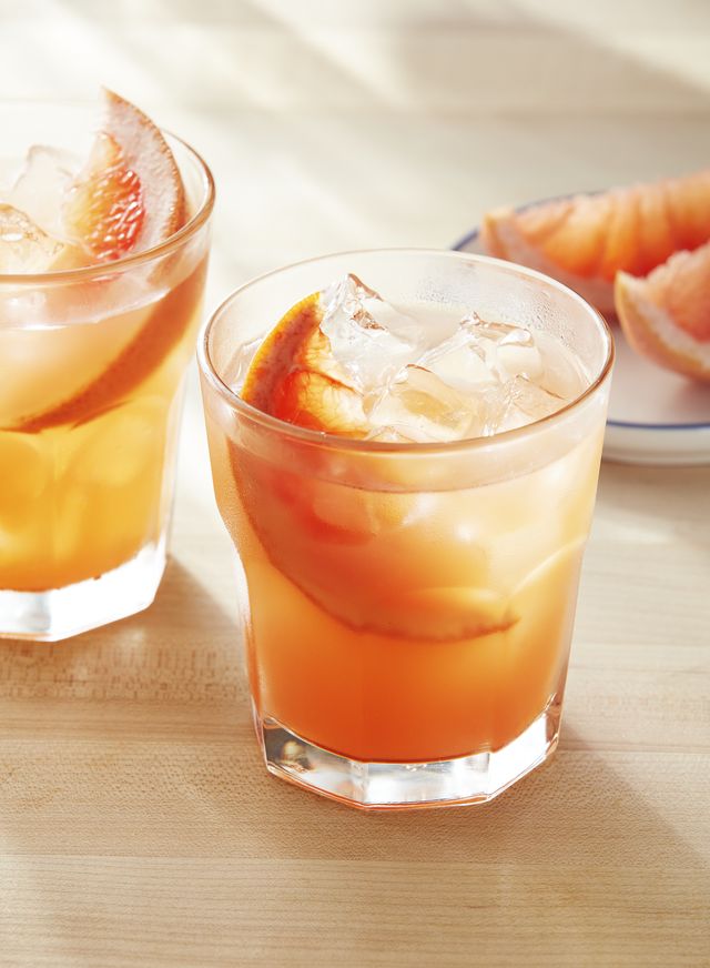 grapefruit, honey, rosemary smash cocktail