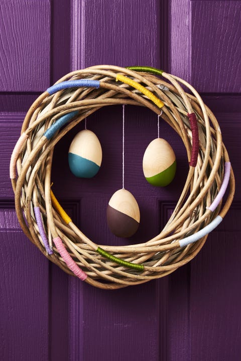 Easter Decorations Wreath Intertwining Branches with Easter Eggs