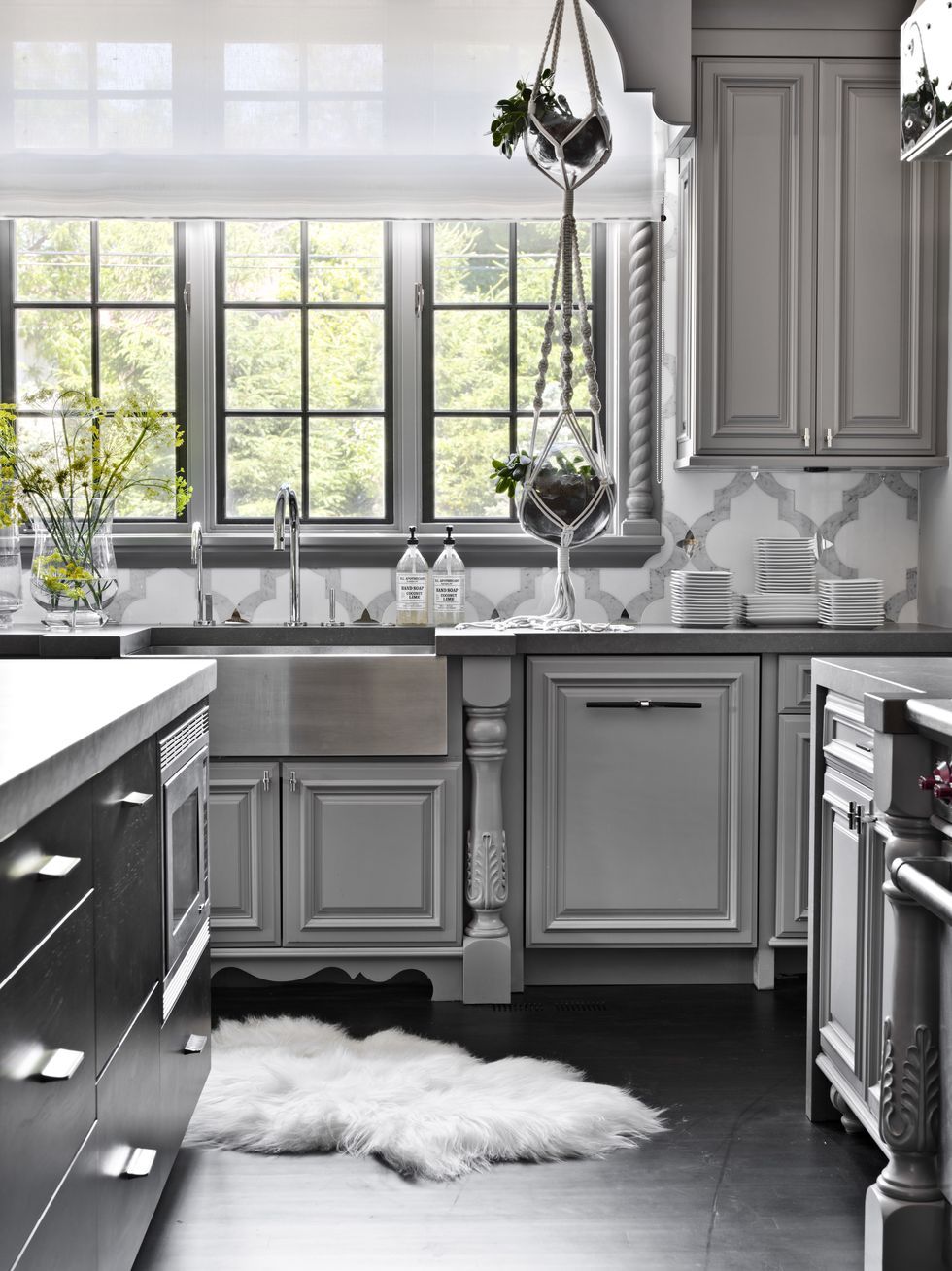 beside their total dark charcoal grey kitchen cabinets Min ...