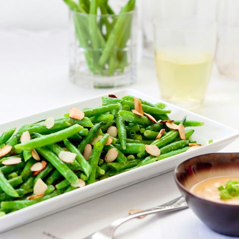 green beans salad with miso and almonds