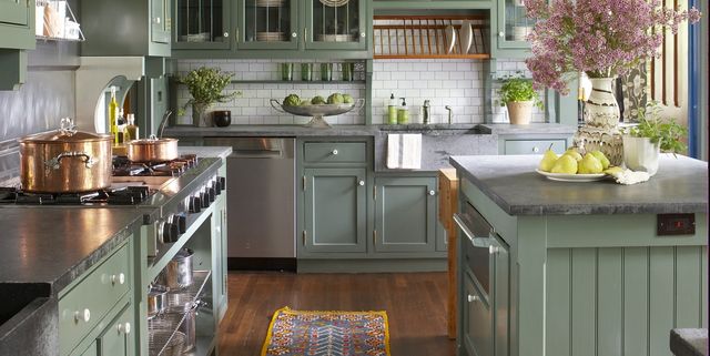 31 Green Kitchen Design Ideas Paint, What Color To Paint Cabinets With Black Countertop