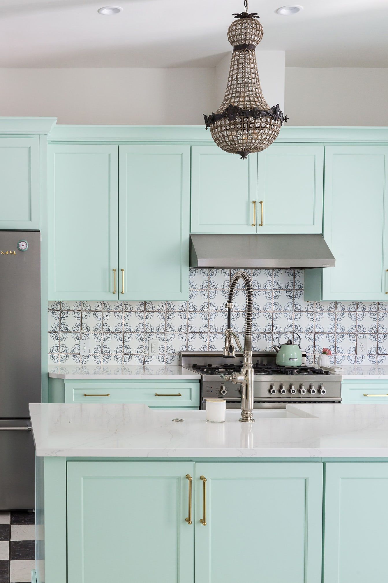Paint Colors For Green Kitchens, Seafoam Green Kitchen With White Cabinets