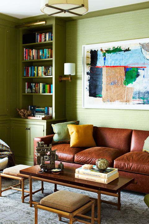 22 Best Green Living Rooms Ideas For, Traditional Living Room Ideas With Leather Sofas