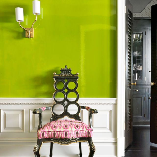 green paint high gloss green painted hallway