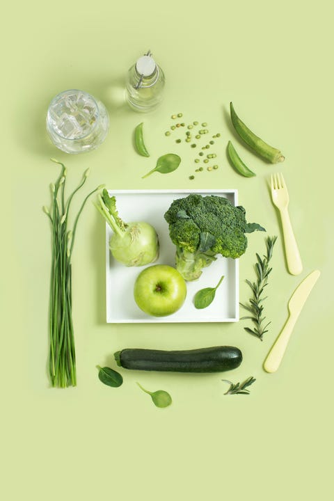 green vegetables and fruits still life