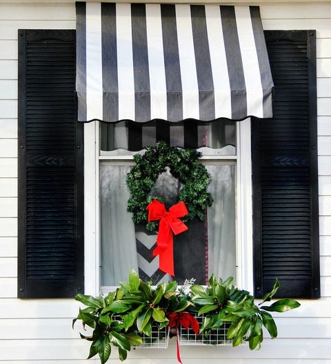 greenery christmas window boxes