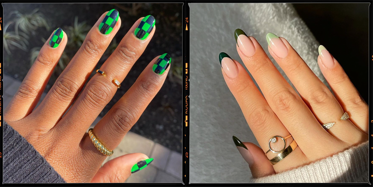 9. Dark Green and Floral Nail Designs - wide 2