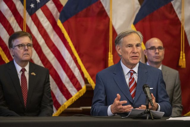 texas governor greg abbott announces the reopening of more texas businesses during the covid 19 pandemic at a press conference at the texas state capitol in austin on monday, may 18, 2020 abbott said that childcare facilities, youth camps, some professional sports, and bars may now begin to fully or partially reopen their facilities as outlined by regulations listed on the open texas website lynda m gonzalezthe dallas morning news pool