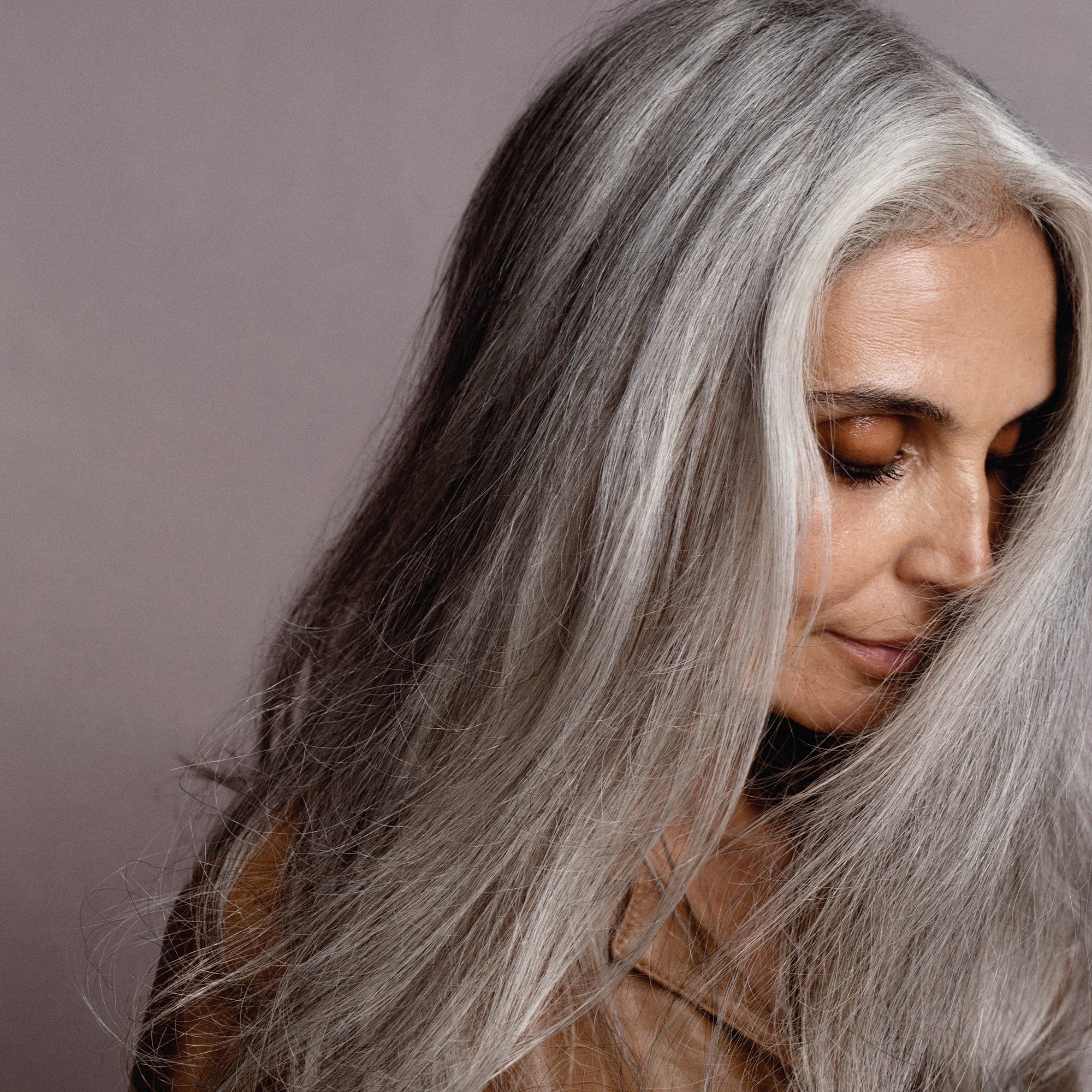 natural long gray hair