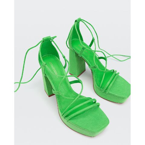 groene sandalen met hak