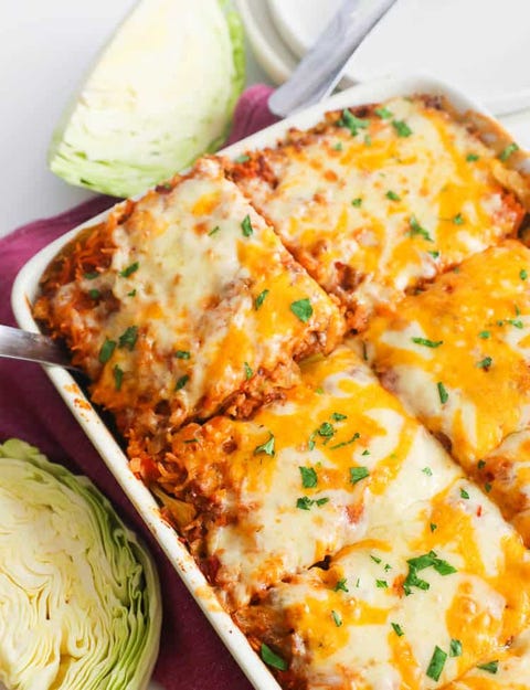 cabbage roll casserole with cabbage on side