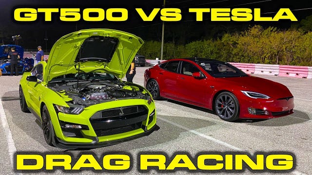 Watch the Mustang Shelby GT500 Take on the Tesla Model S to a Drag Race