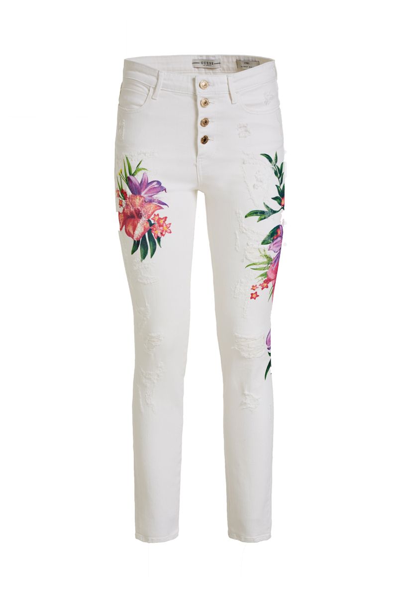 guess embroidered skinny jeans