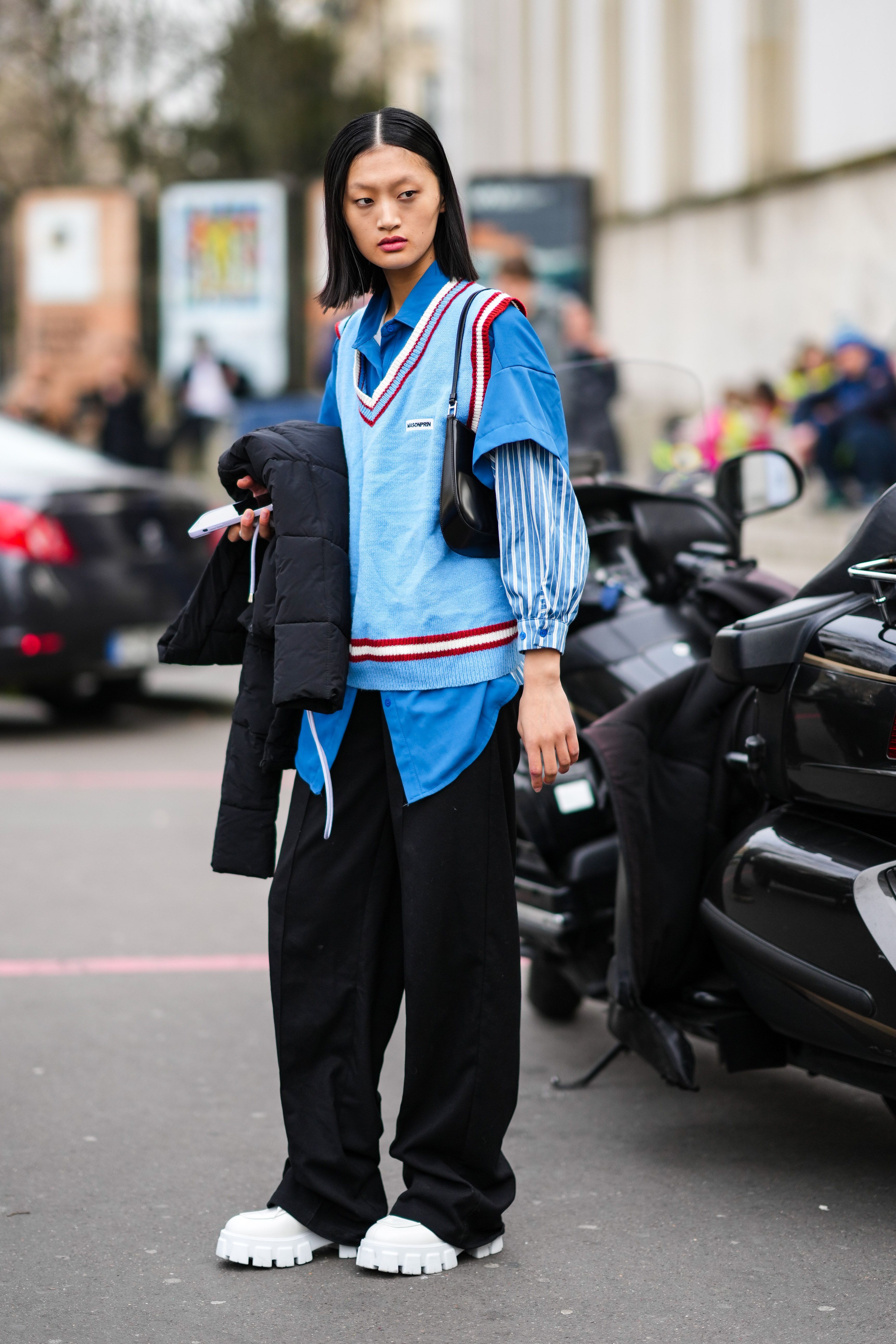 Bianca Long Knitted Vest blue-dark blue business style Fashion Vests Long Knitted Vests 