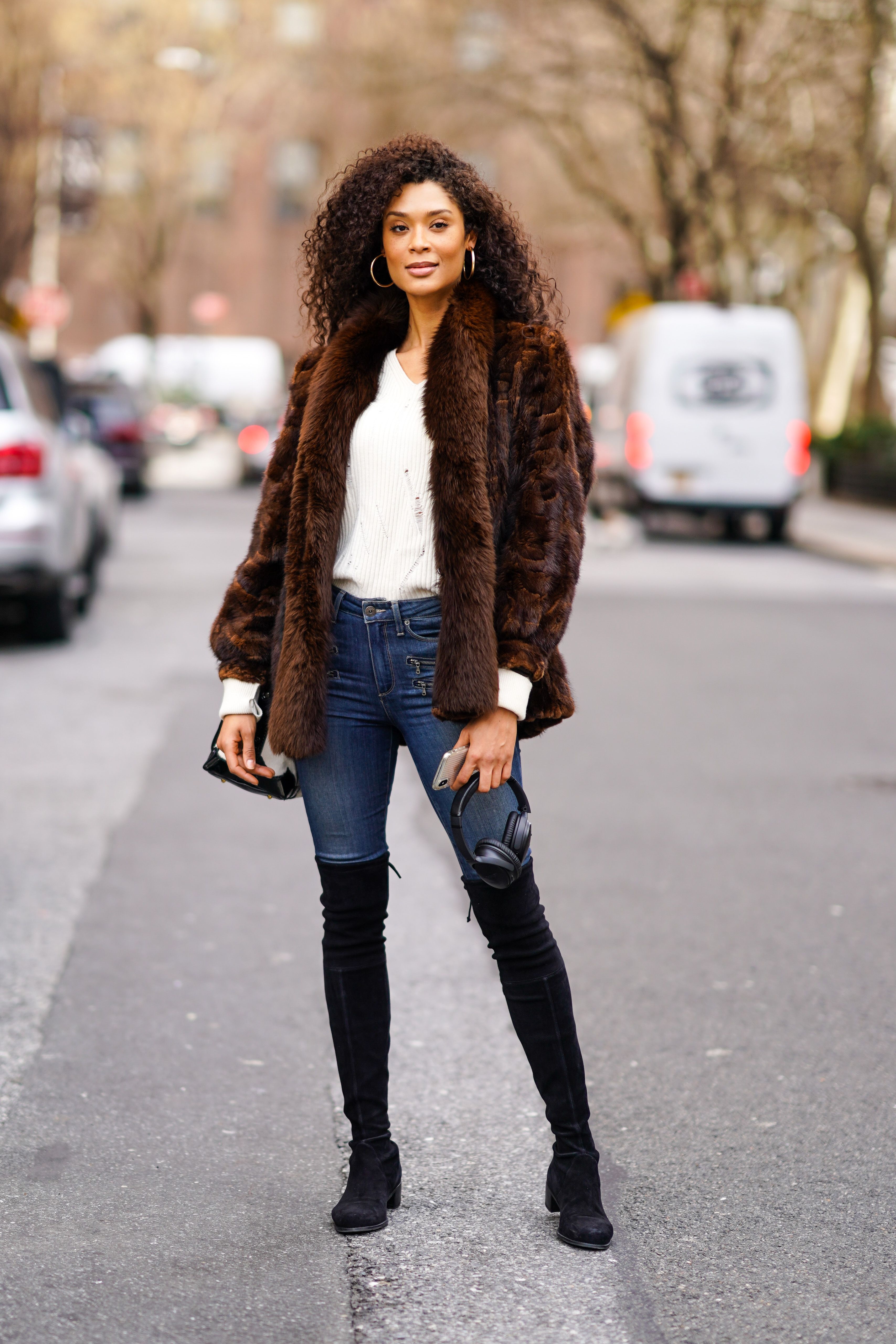 all black outfit with thigh high boots