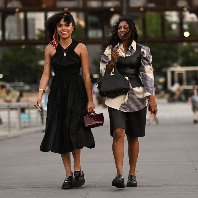 two women wear proenza schouler clothes at new york fashion week to advertise the launch of a new stitch fix service