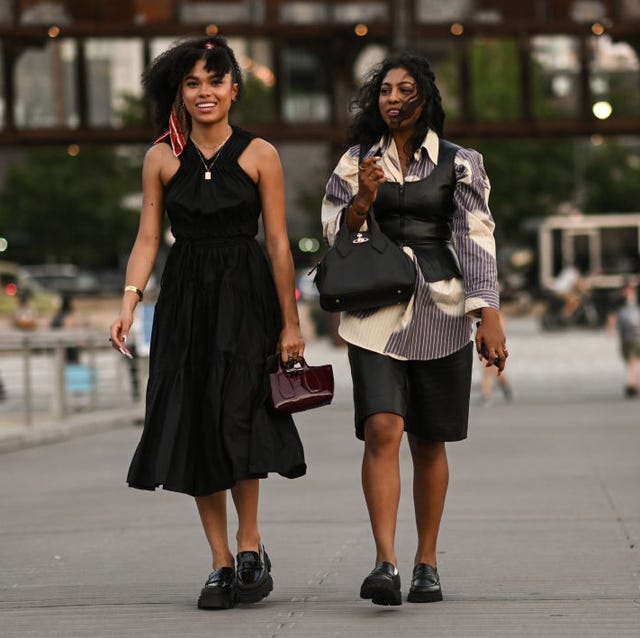 two women wear proenza schouler clothes at new york fashion week to advertise the launch of a new stitch fix service