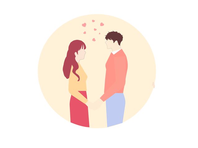 guy and girl hold hands, vector chart